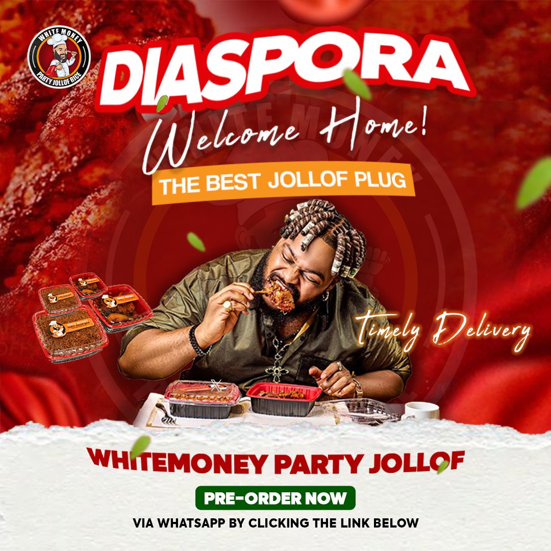 Whitemoney Party Jollof — Diaspora, Welcome Home. The best jollof plug.